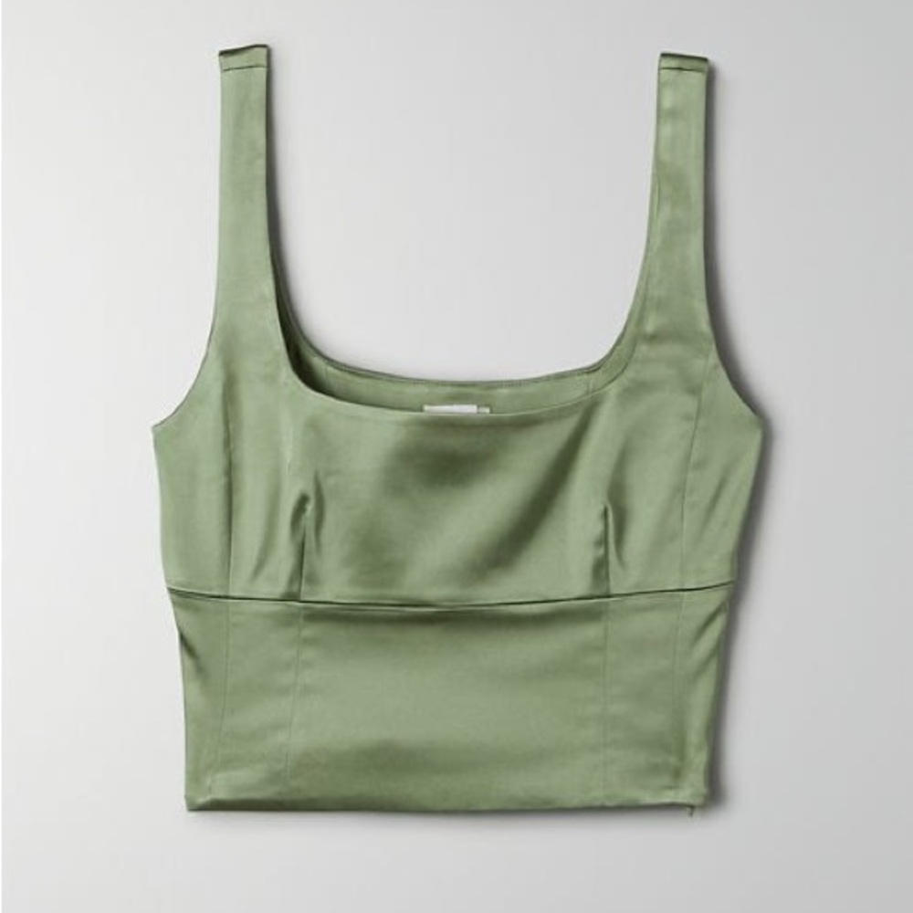 Aritzia Top | Wilfred Shine Bustier | Sage Green